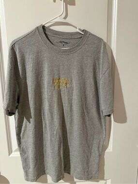 Ed Hardy Gray Short Sleeve Tee with Yellow Script